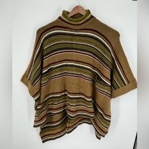 Zara Knit Women’s Oversized Sweater Poncho Cape Multicolor Sz Med Wool Blend H8